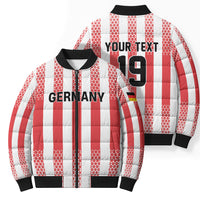 Custom German European Football Champions Bomber Puffer Jacket Rot Weiss Geometric Stripes