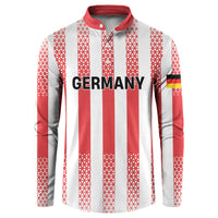 Custom German European Football Champions Button Sweatshirt Rot Weiss Geometric Stripes