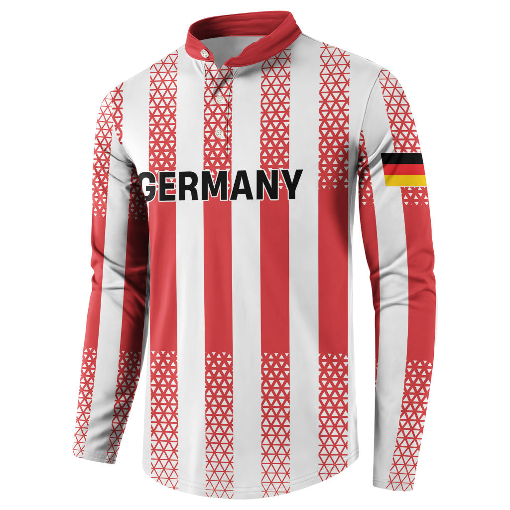 Custom German European Football Champions Button Sweatshirt Rot Weiss Geometric Stripes