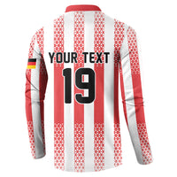 Custom German European Football Champions Button Sweatshirt Rot Weiss Geometric Stripes