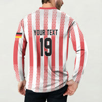 Custom German European Football Champions Button Sweatshirt Rot Weiss Geometric Stripes