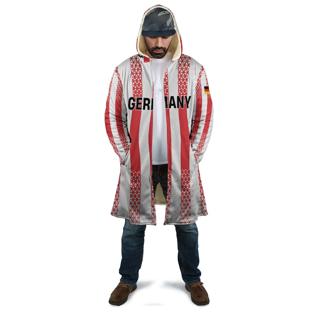 Custom German European Football Champions Cloak Rot Weiss Geometric Stripes