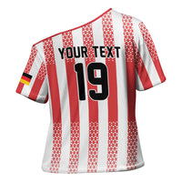 Custom German European Football Champions Cross Shoulder Shirt Rot Weiss Geometric Stripes