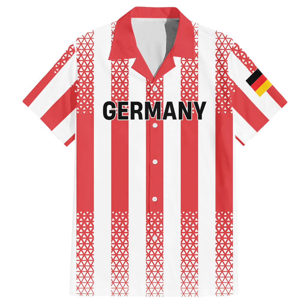 Custom German European Football Champions Hawaiian Shirt Rot Weiss Geometric Stripes