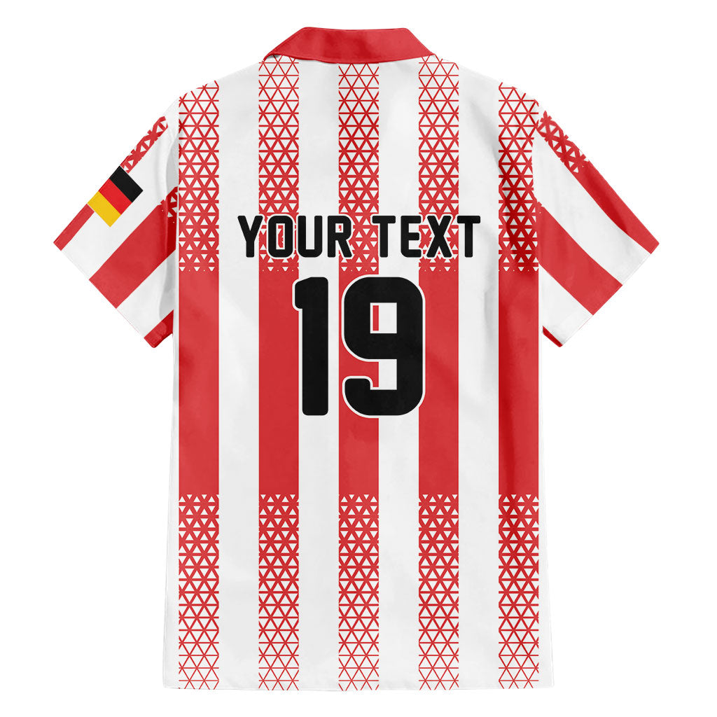 Custom German European Football Champions Hawaiian Shirt Rot Weiss Geometric Stripes
