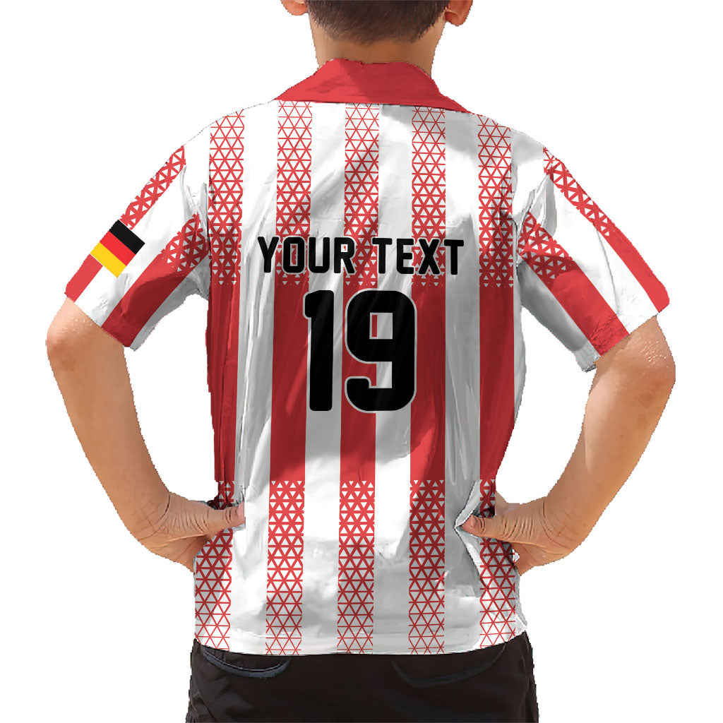 Custom German European Football Champions Hawaiian Shirt Rot Weiss Geometric Stripes
