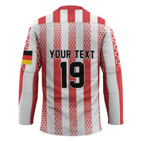 Custom German European Football Champions Hockey Jersey Rot Weiss Geometric Stripes