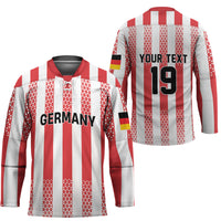 Custom German European Football Champions Hockey Jersey Rot Weiss Geometric Stripes