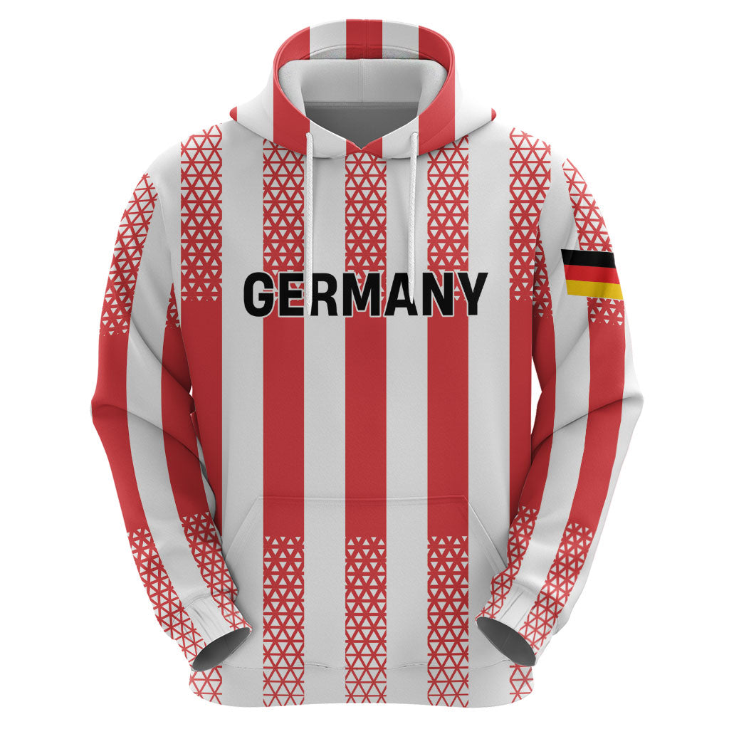Custom German European Football Champions Hoodie Rot Weiss Geometric Stripes