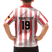 Custom German European Football Champions Kid Hawaiian Shirt Rot Weiss Geometric Stripes