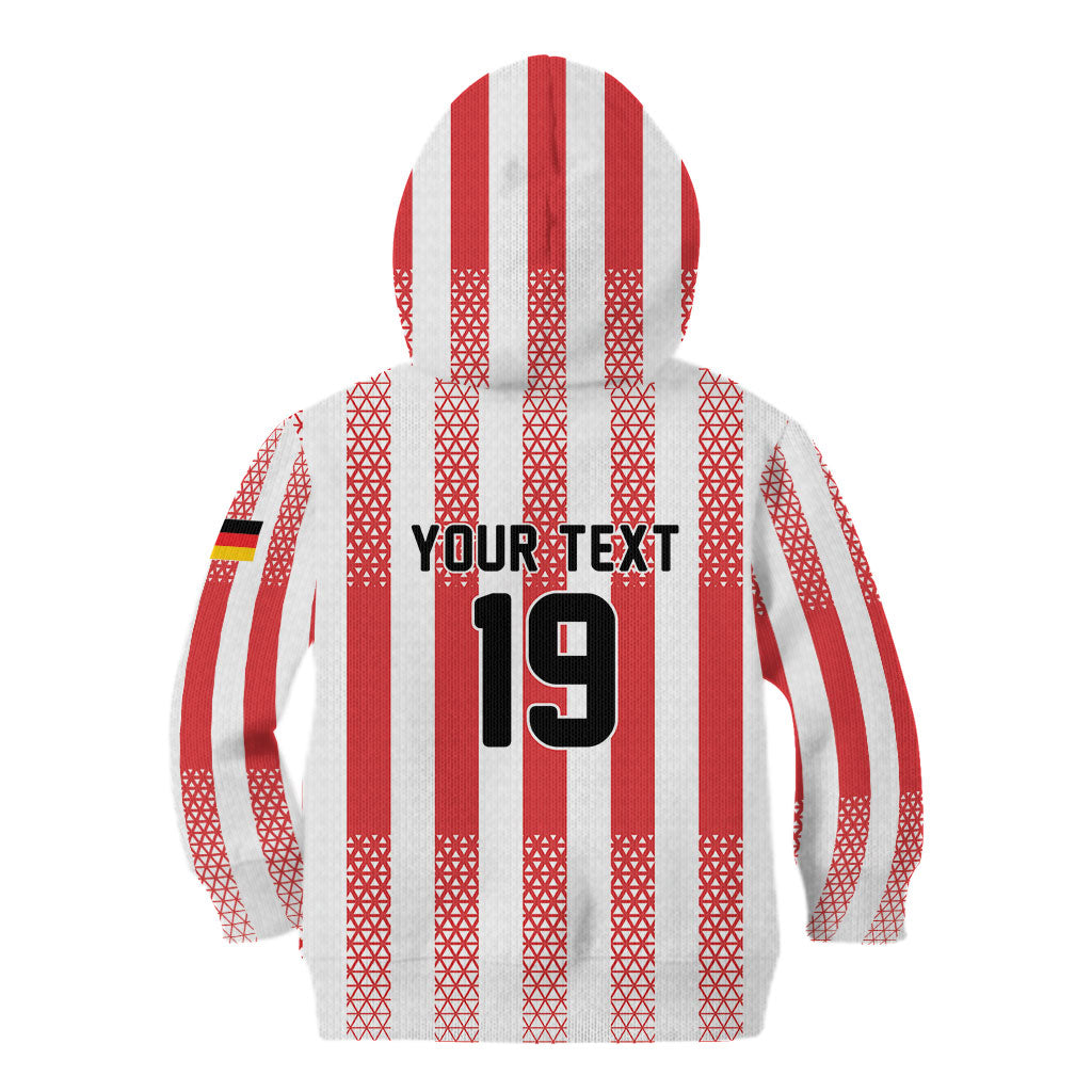 Custom German European Football Champions Kid Hoodie Rot Weiss Geometric Stripes