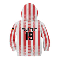 Custom German European Football Champions Kid Hoodie Rot Weiss Geometric Stripes