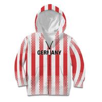 Custom German European Football Champions Kid Hoodie Rot Weiss Geometric Stripes