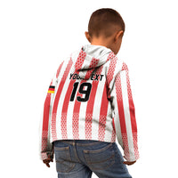 Custom German European Football Champions Kid Hoodie Rot Weiss Geometric Stripes