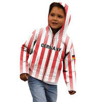 Custom German European Football Champions Kid Hoodie Rot Weiss Geometric Stripes