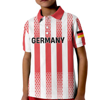 Custom German European Football Champions Kid Polo Shirt Rot Weiss Geometric Stripes