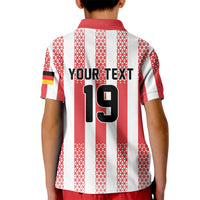 Custom German European Football Champions Kid Polo Shirt Rot Weiss Geometric Stripes