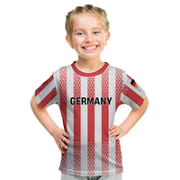 Custom German European Football Champions Kid T Shirt Rot Weiss Geometric Stripes