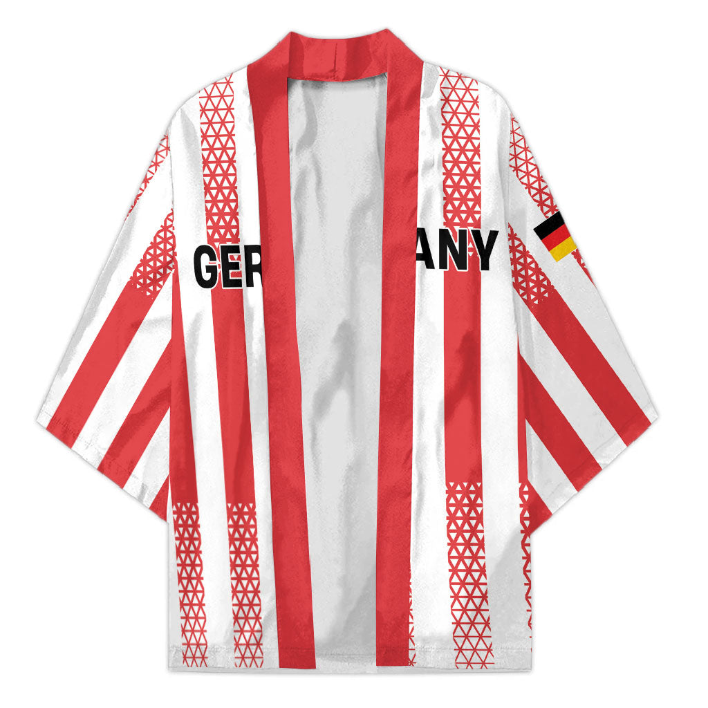 Custom German European Football Champions Kimono Rot Weiss Geometric Stripes