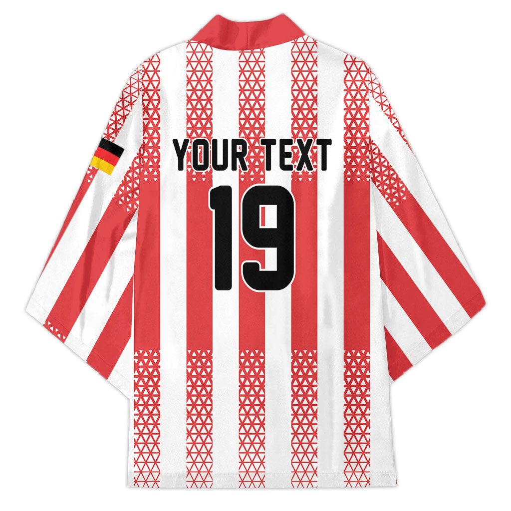 Custom German European Football Champions Kimono Rot Weiss Geometric Stripes