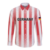 Custom German European Football Champions Long Sleeve Button Shirt Rot Weiss Geometric Stripes