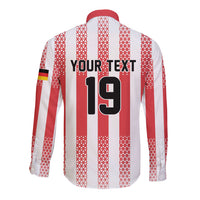 Custom German European Football Champions Long Sleeve Button Shirt Rot Weiss Geometric Stripes