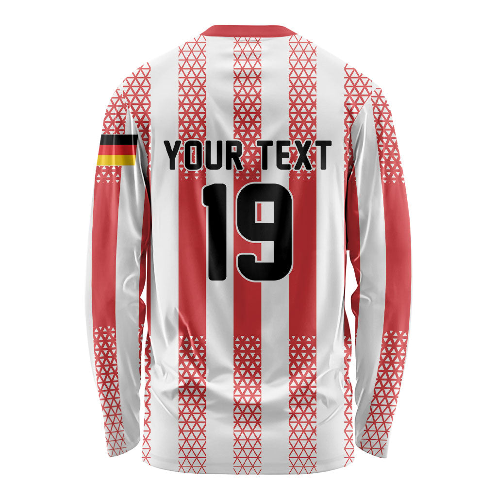 Custom German European Football Champions Long Sleeve Shirt Rot Weiss Geometric Stripes