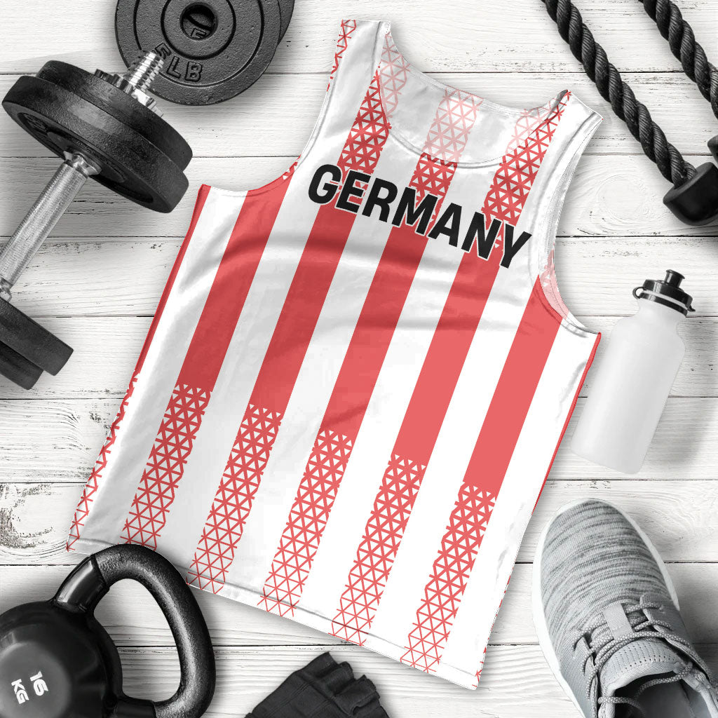 Custom German European Football Champions Men Tank Top Rot Weiss Geometric Stripes