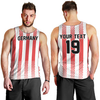 Custom German European Football Champions Men Tank Top Rot Weiss Geometric Stripes