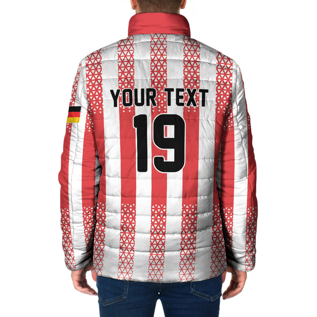 Custom German European Football Champions Padded Jacket Rot Weiss Geometric Stripes