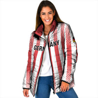 Custom German European Football Champions Padded Jacket Rot Weiss Geometric Stripes
