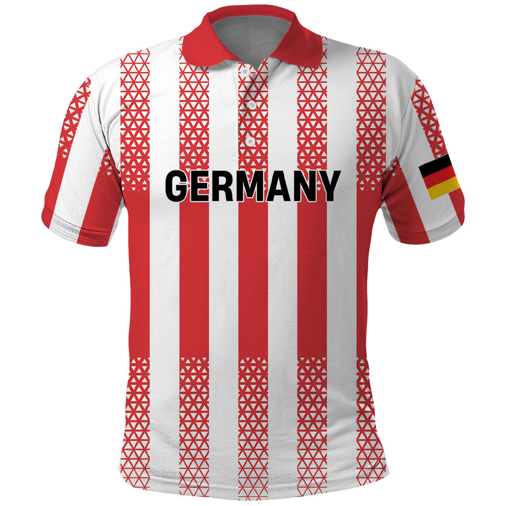 Custom German European Football Champions Polo Shirt Rot Weiss Geometric Stripes