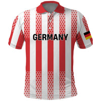 Custom German European Football Champions Polo Shirt Rot Weiss Geometric Stripes