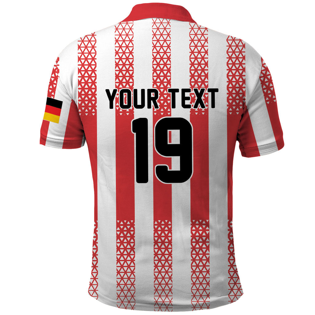 Custom German European Football Champions Polo Shirt Rot Weiss Geometric Stripes
