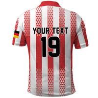 Custom German European Football Champions Polo Shirt Rot Weiss Geometric Stripes