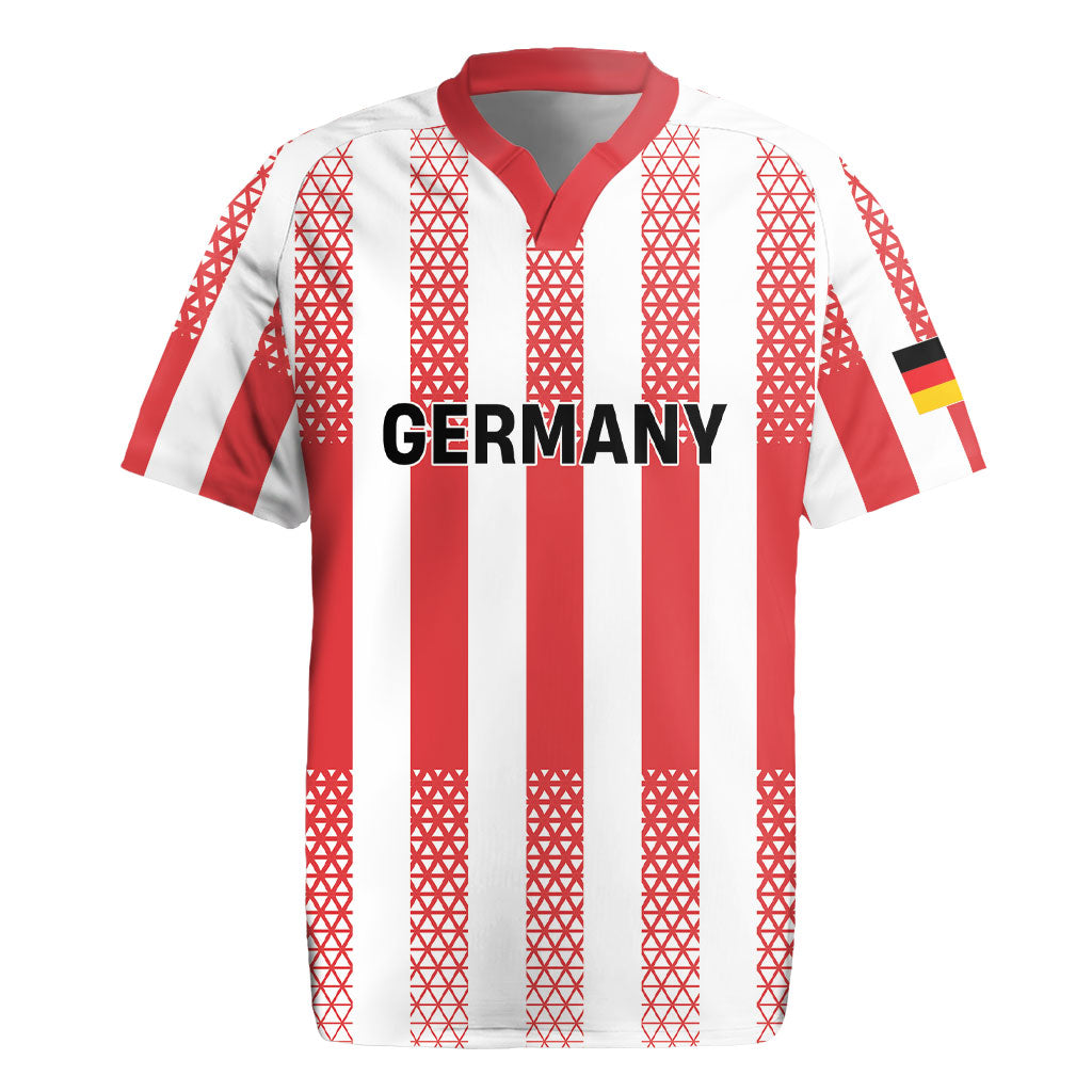 Custom German European Football Champions Rugby Jersey Rot Weiss Geometric Stripes