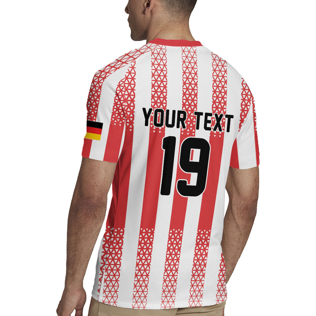 Custom German European Football Champions Rugby Jersey Rot Weiss Geometric Stripes