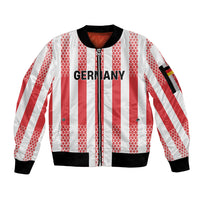 Custom German European Football Champions Sleeve Zip Bomber Jacket Rot Weiss Geometric Stripes