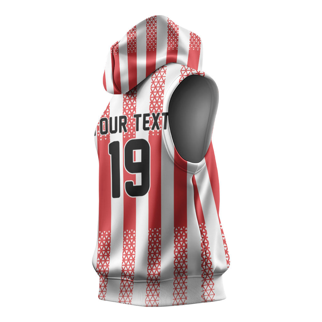 Custom German European Football Champions Sleeveless Hoodie Rot Weiss Geometric Stripes