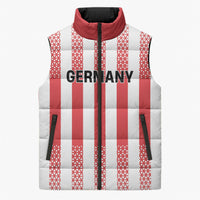 Custom German European Football Champions Sleeveless Puffer Jacket Rot Weiss Geometric Stripes