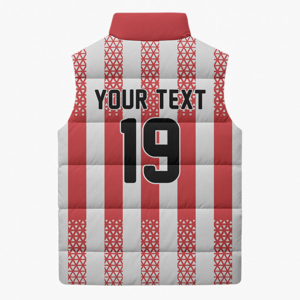 Custom German European Football Champions Sleeveless Puffer Jacket Rot Weiss Geometric Stripes