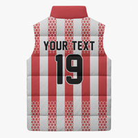 Custom German European Football Champions Sleeveless Puffer Jacket Rot Weiss Geometric Stripes