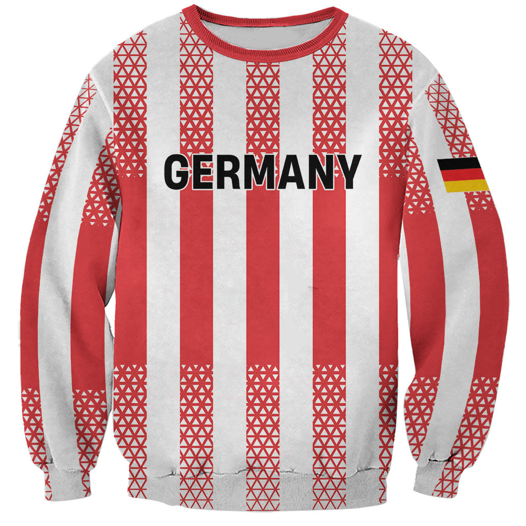 Custom German European Football Champions Sweatshirt Rot Weiss Geometric Stripes
