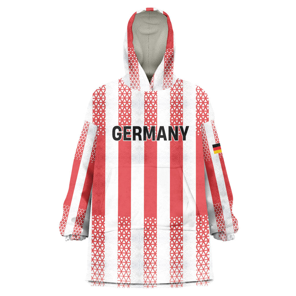 Custom German European Football Champions Wearable Blanket Hoodie Rot Weiss Geometric Stripes
