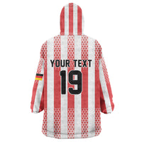 Custom German European Football Champions Wearable Blanket Hoodie Rot Weiss Geometric Stripes