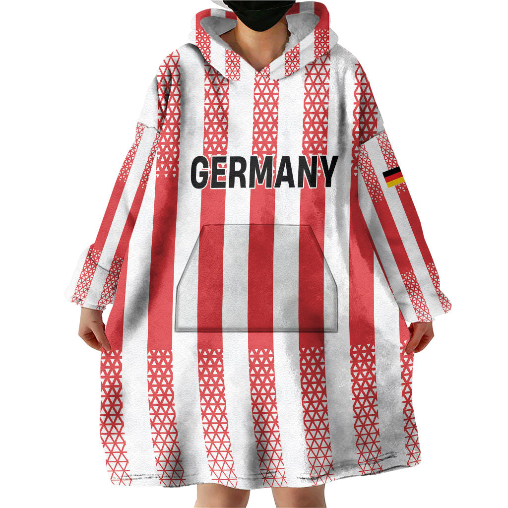 Custom German European Football Champions Wearable Blanket Hoodie Rot Weiss Geometric Stripes