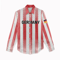 Custom German European Football Champions Women Casual Shirt Rot Weiss Geometric Stripes