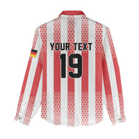 Custom German European Football Champions Women Casual Shirt Rot Weiss Geometric Stripes