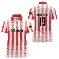 Custom German European Football Champions Women Polo Shirt Rot Weiss Geometric Stripes