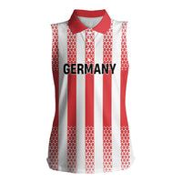 Custom German European Football Champions Women Sleeveless Polo Shirt Rot Weiss Geometric Stripes